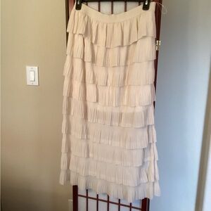Tan Tiered Maxi Skirt perfect for Cocktail Events